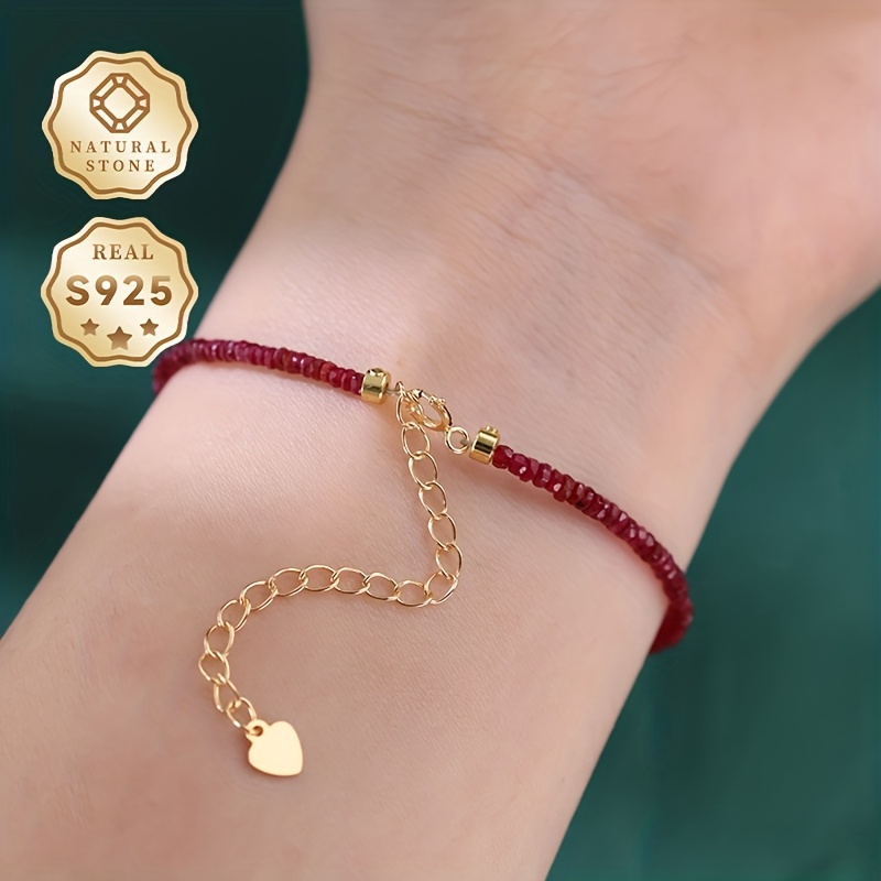 Women's Adjustable Gemstone Bracelet in S925 Silver